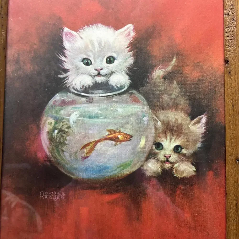 Vtg Florence Kroger Kitten litho print set